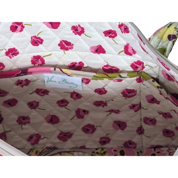 Make Me Blush Vera Bradley Shoulder Bag Floral Quilted Purse Pink Green Flowers - Picture 10 of 11